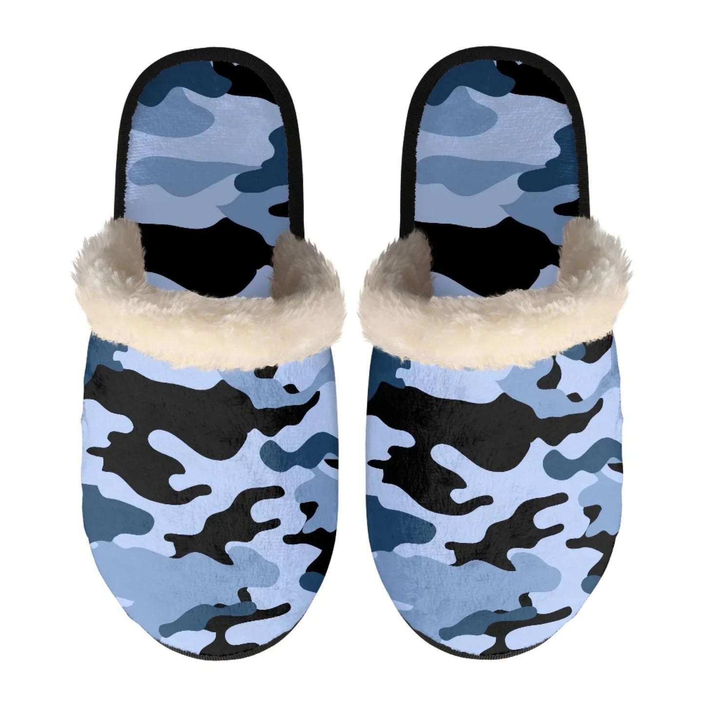 Unisex Indoor Home Pink Camouflage Plush Cotton Slippers Comfortable Keep Warm Flannel Upper EVA Soles With Anti-Slip Design