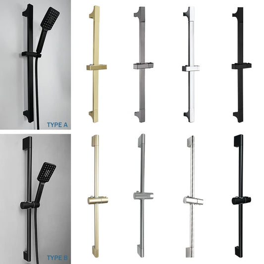 Adjustable Shower Bar Lifting Rod Extendable Wall Mount Shower Horizontal Bar Column Black White Chrome Bathroom Riser Slide