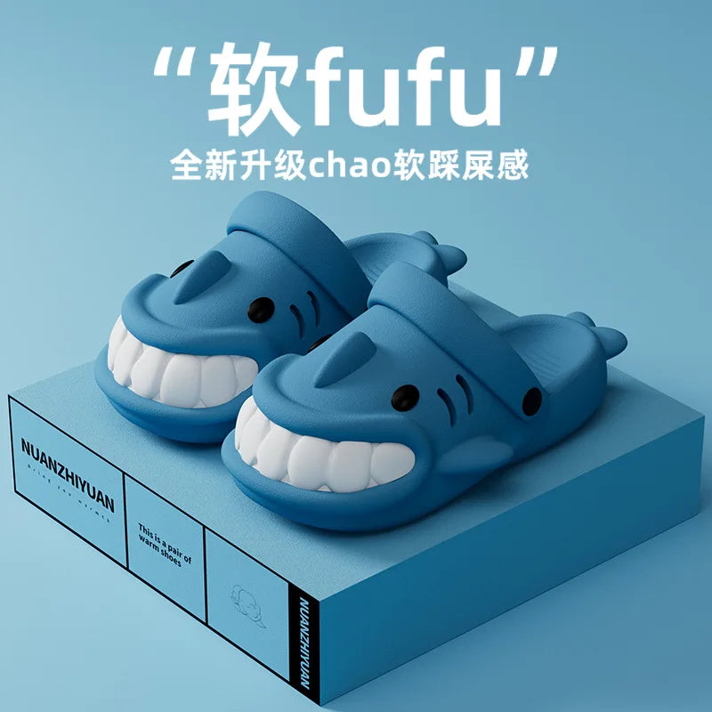 2024 Summer New Smiling Shark Slipper Men Women Slide Bathroom Flip Flops Beach Mule Slipper Anti-skid Flat Shoe Couple Slipper