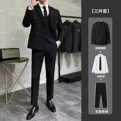 Wedding 2 Piece Outfit Set Male Slim Fit Full Men's Suits and Blazers Dress Formal Groom Clothes Elegant Spring Autumn Luxury