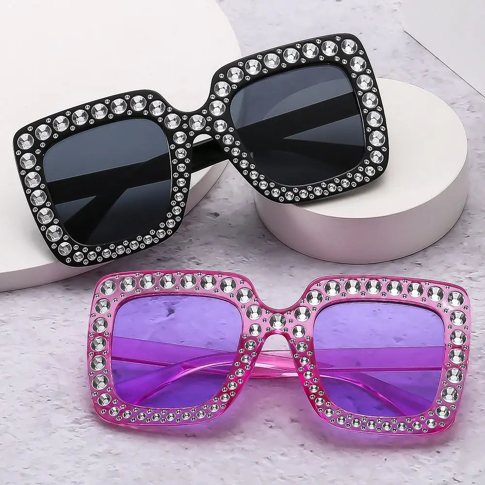 Luxury Children Fashion Sunglasses For Boys Girls Kids Sparkling Rhinestone Stylish Goggles Square Sun Glasses Decorative UV400