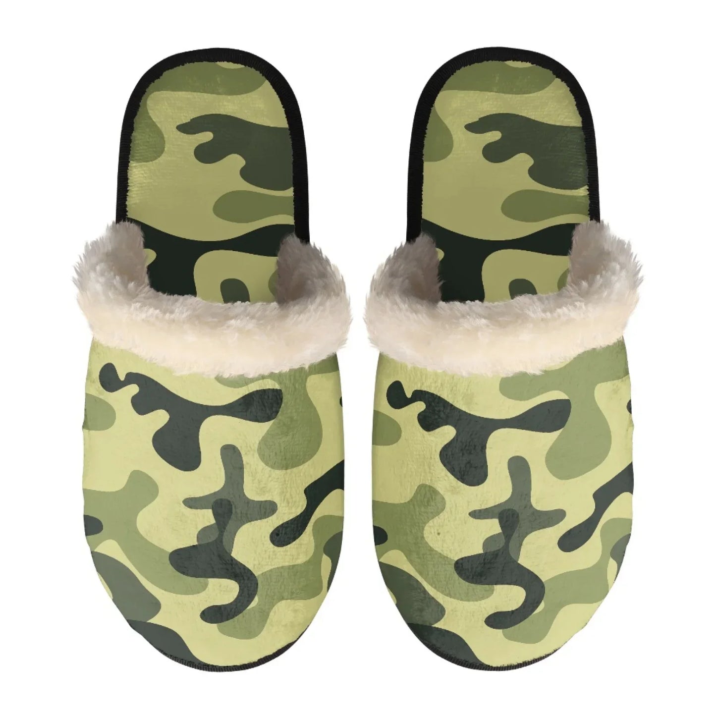 Unisex Indoor Home Pink Camouflage Plush Cotton Slippers Comfortable Keep Warm Flannel Upper EVA Soles With Anti-Slip Design