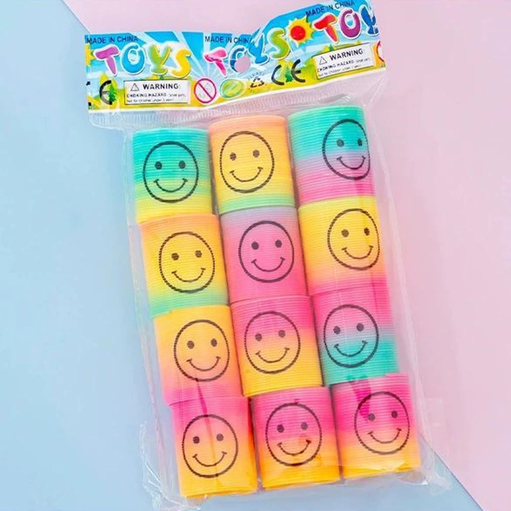 12 Pcs Mini Rainbow Magic Springs Toys Children Birthday Party Favors Giveaway Gifts Souvenir Kindergarten Guest Pinata Fillers