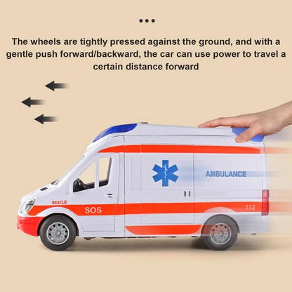 Simulation Ambulance Model Pull Back Sound And Light Die-casting Car Toy Police Special Car Toys Gifts for Children's boys