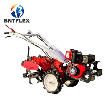 Self-Propelled 4KW 170-Type Gasoline Rotary Tiller Hand Starter Loose Soil Tilling Agricultural Machine Rubber Making Tractor