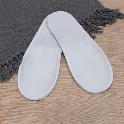 10pcs Disposable Slippers White Non Woven Travel Home Spa Slippers Women Men Business Hotel Unisex Closed-toe Slippers