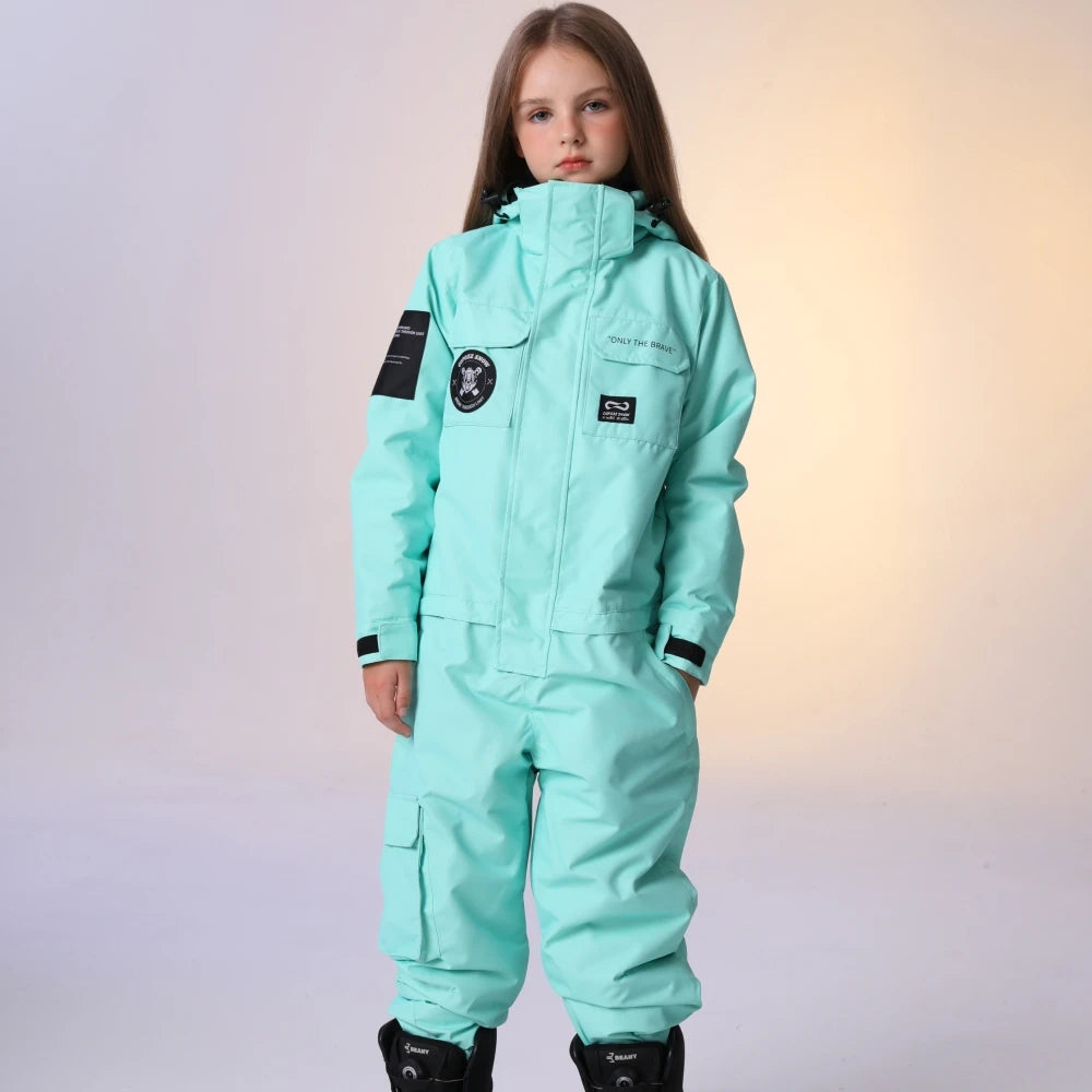 COPOZZ Thick Kids Ski Jacket Children Snowboard Jumpsuit Warm Jump Suit Waterproof Winter Hooded Clothes Overalls Boys and Girls