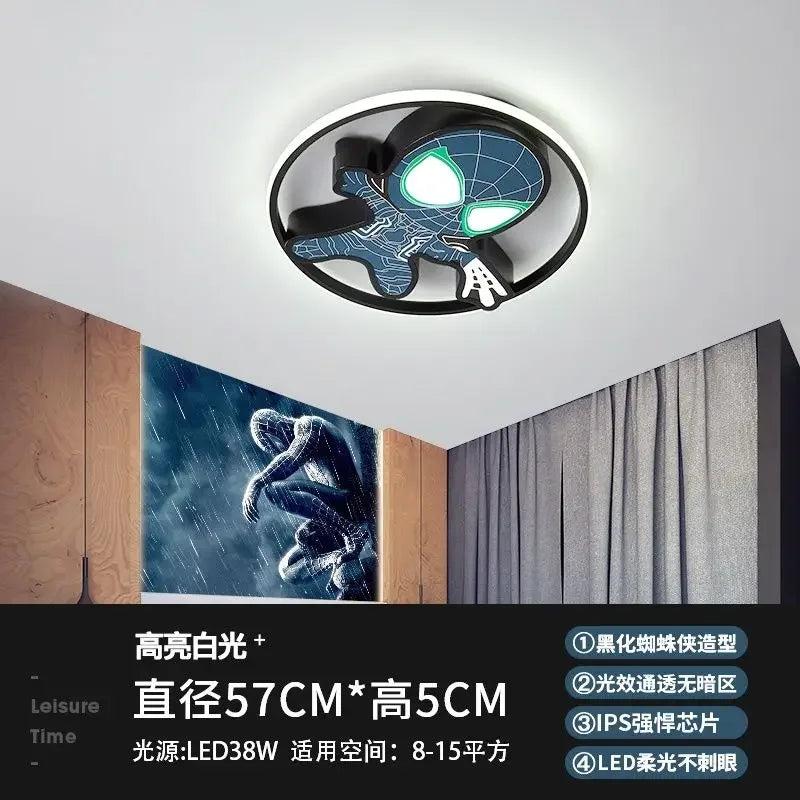 Marvel Spiderman New Multifunctional Personalized Creative Cartoon Smart Decorative Ceiling Lamp for Children's Boys' Bedroom