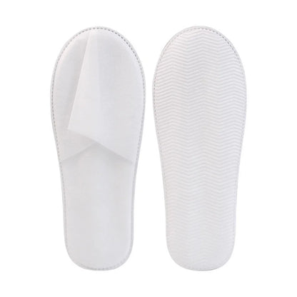 10pcs Disposable Slippers White Non Woven Travel Home Spa Slippers Women Men Business Hotel Unisex Closed-toe Slippers