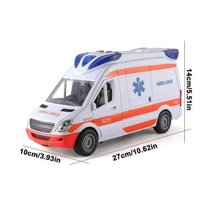 Simulation Ambulance Model Pull Back Sound And Light Die-casting Car Toy Police Special Car Toys Gifts for Children's boys