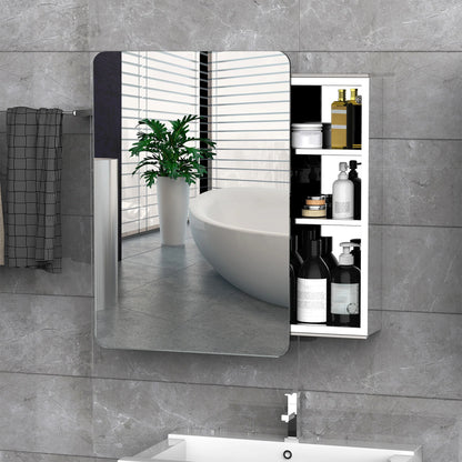 Kleankin 18'' X 26''/46Cm X 66cm Wall Mount Bathroom Medicine Cabinet Mirror Sliding Door with 3-Tier Storage Shelf