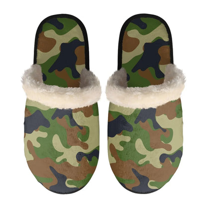 Unisex Indoor Home Pink Camouflage Plush Cotton Slippers Comfortable Keep Warm Flannel Upper EVA Soles With Anti-Slip Design