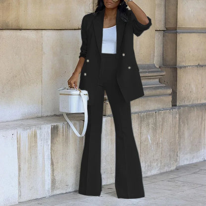 Autumn Women Set 2ps Pants Set Elegant Blazer Pants Jacket Clothing Business Coat Female Trouser Suits Casual Wide Leg Pants