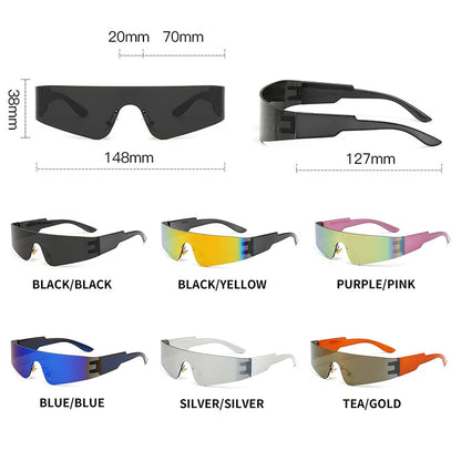 New Trends Y2K Sunglasses Women Men Fashion Punk Frameless Sun Glasses Brand Designer One-Piece Lenses Sports Goggle UV400