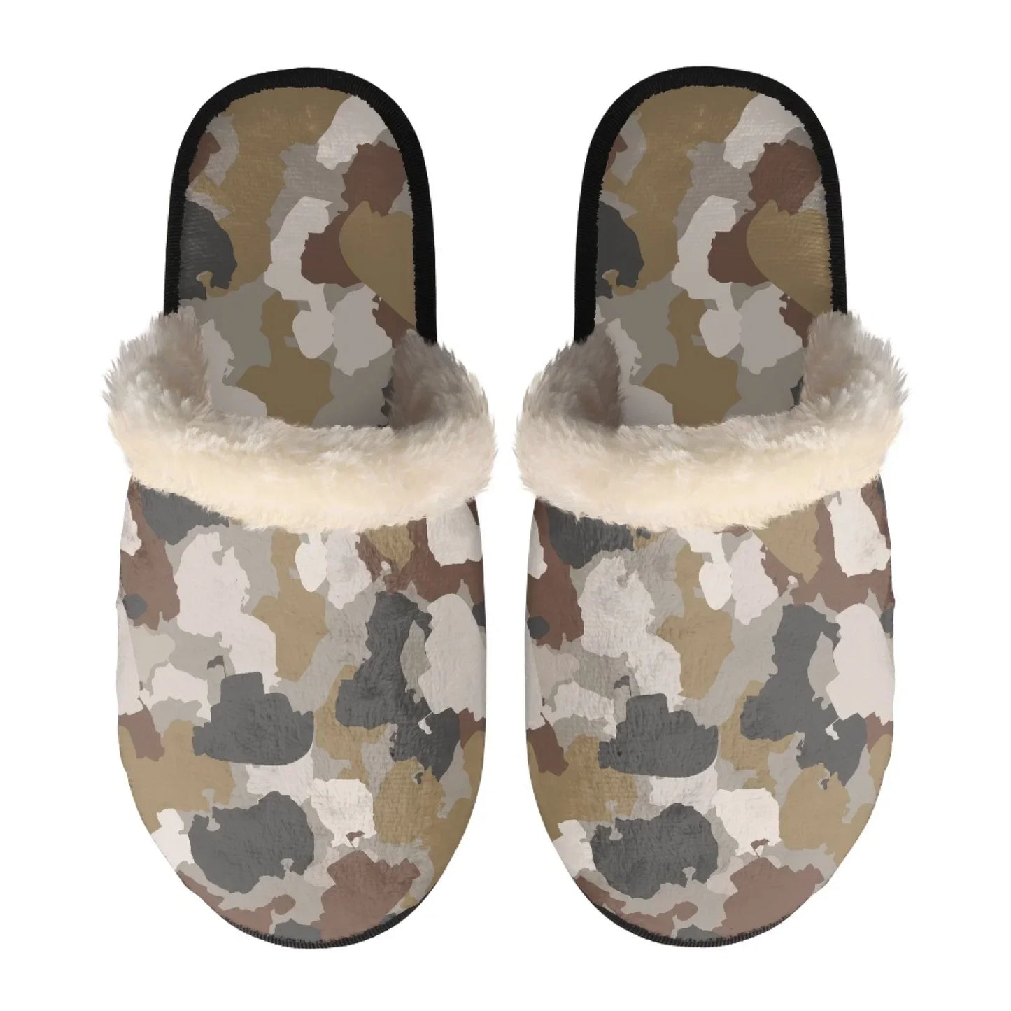 Unisex Indoor Home Pink Camouflage Plush Cotton Slippers Comfortable Keep Warm Flannel Upper EVA Soles With Anti-Slip Design