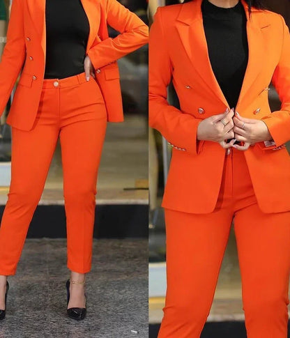 Blazer Women Set Elegant Pants and Long Sleeve Coat Autumn New 2023 Solid Fashion Versatile Casual Suits Y2k Clothes Streetwear