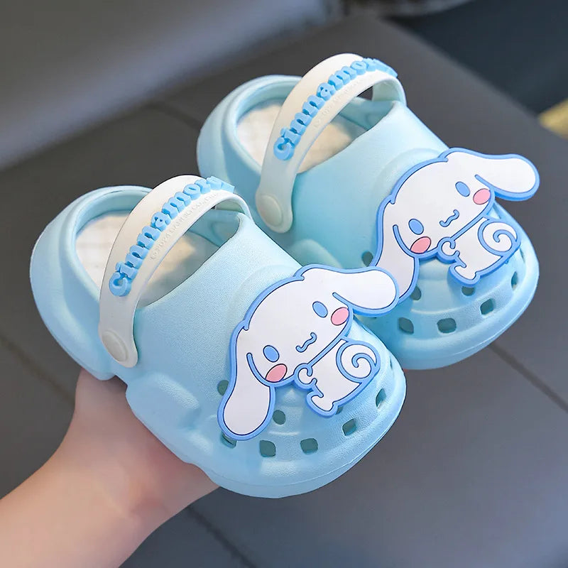 Kawaii MINISO Children Slippers Hello Kitty Cinnamoroll Cartoon Anime Cute Home Bathroom Bathing Anti-Slip Sandal Kids Toys Girl