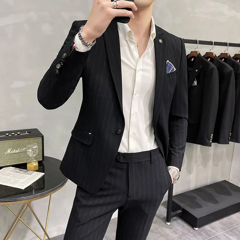 (Suit + Trousers) High-quality Two-piece Groom Wedding High-end Suit Business Casual  Banquet Everything  Costume Homme De Luxe