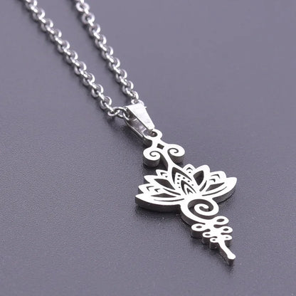 YILUOCD 18K Gold Plated Unalome Pendant Necklace Yoga Lotus Flower Healing Charms Necklaces for Women Unique Buddhism Jewelry