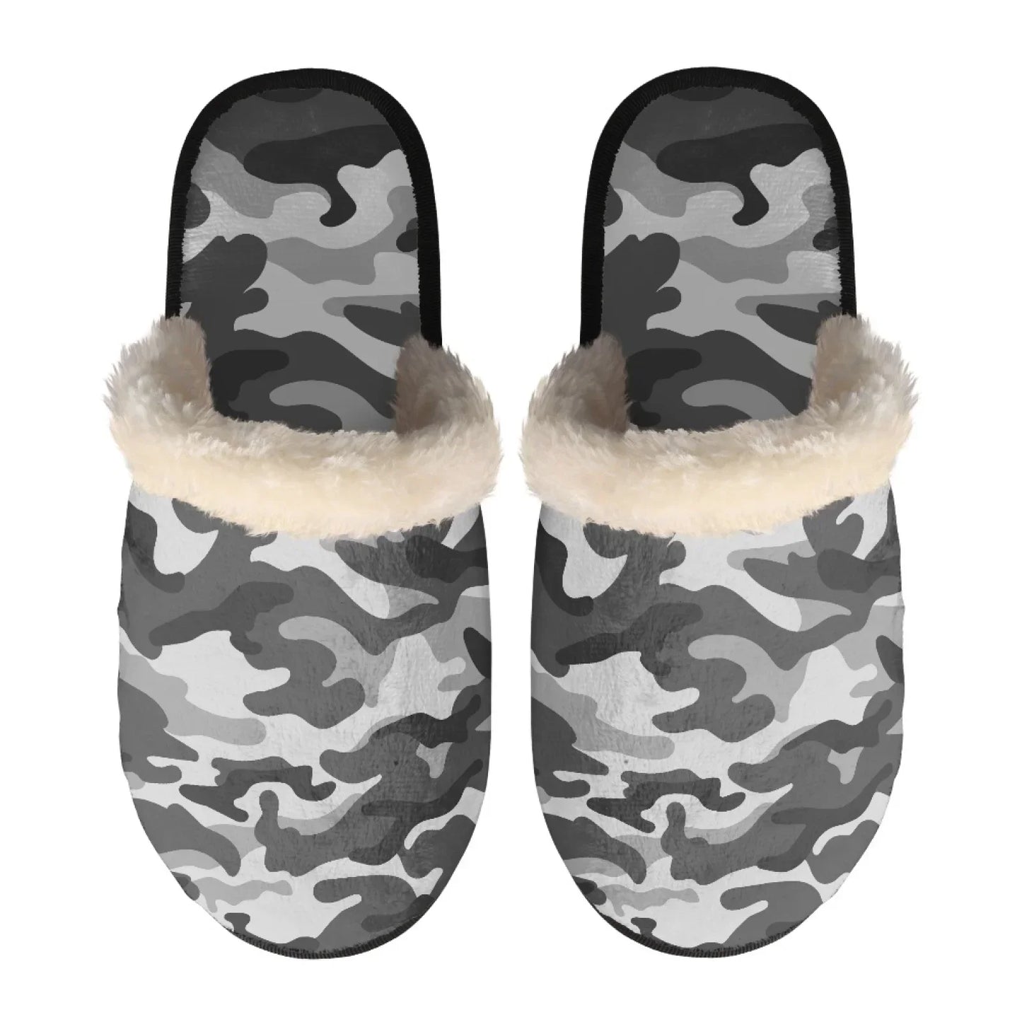 Unisex Indoor Home Pink Camouflage Plush Cotton Slippers Comfortable Keep Warm Flannel Upper EVA Soles With Anti-Slip Design