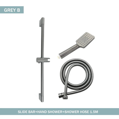 Adjustable Shower Bar Lifting Rod Extendable Wall Mount Shower Horizontal Bar Column Black White Chrome Bathroom Riser Slide