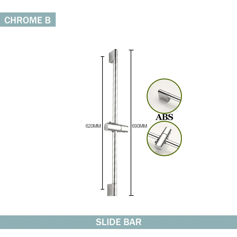 Adjustable Shower Bar Lifting Rod Extendable Wall Mount Shower Horizontal Bar Column Black White Chrome Bathroom Riser Slide