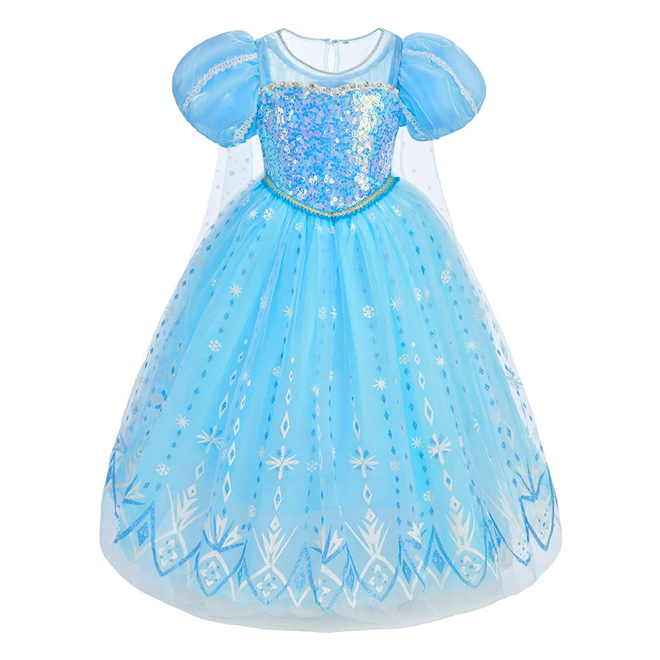 Children Snow Queen Dress Kids Princess Christmas Cosplay Dress Girls Elsa Belle Performance Luxury Clothing Party Fancy Clothes