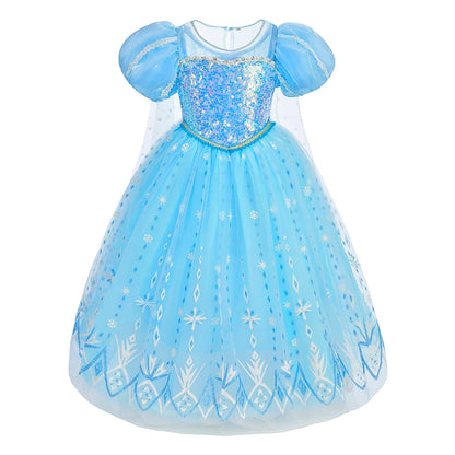 Children Snow Queen Dress Kids Princess Christmas Cosplay Dress Girls Elsa Belle Performance Luxury Clothing Party Fancy Clothes