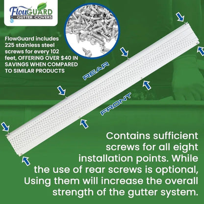 50-Year Gutter Cover System - White - 5 Inch Aluminum Gutter Guards, 204 Feet