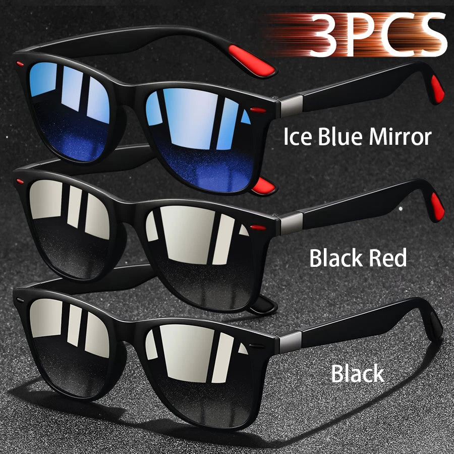 3 PCS Fashion Retro Metal Square Frame Sunglasses Men Ladies 's Luxury Brand Designer Sunglasses Anti-Glare Retro Eyewear UV400