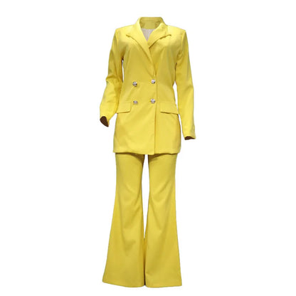 Autumn Women Set 2ps Pants Set Elegant Blazer Pants Jacket Clothing Business Coat Female Trouser Suits Casual Wide Leg Pants