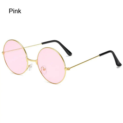 Fashion Disco Hippie Women Men Circle Glasses Round Sunglasses Metal Sunglasses Eyewear