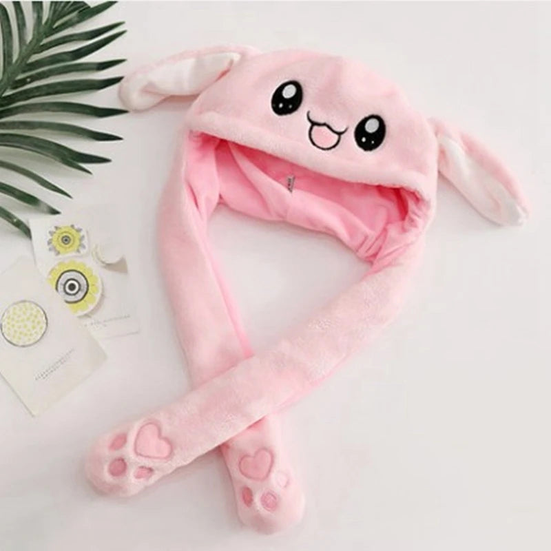 1Pcs Glowing Rabbit Hat Cute Plush Hat With Ears That Move Children'S Plush Toy Holiday Gift Cosplay Rabbit Ears Sports Hat