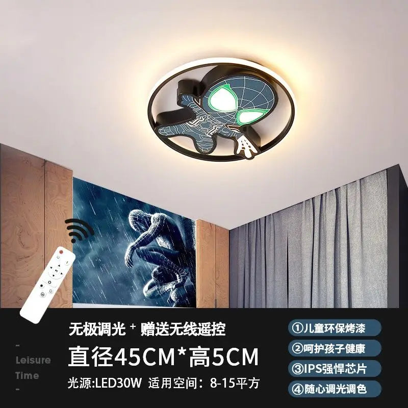 Marvel Spiderman New Multifunctional Personalized Creative Cartoon Smart Decorative Ceiling Lamp for Children's Boys' Bedroom