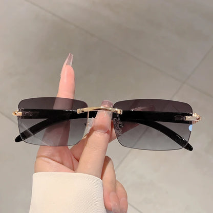 KAMMPT Rimless Rectangle Sunglasses 2024 New in Vintage Gradient Ocean Lenses Shades Trendy Brand Designer Fashion Sun Glasses