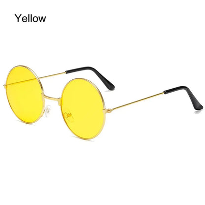 Fashion Disco Hippie Women Men Circle Glasses Round Sunglasses Metal Sunglasses Eyewear