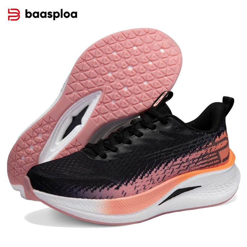 Baasploa Women Professional Training Running Shoes Breathable Lightweight New Sport Shoes Women Carbon Plate Cushioning Sneakers