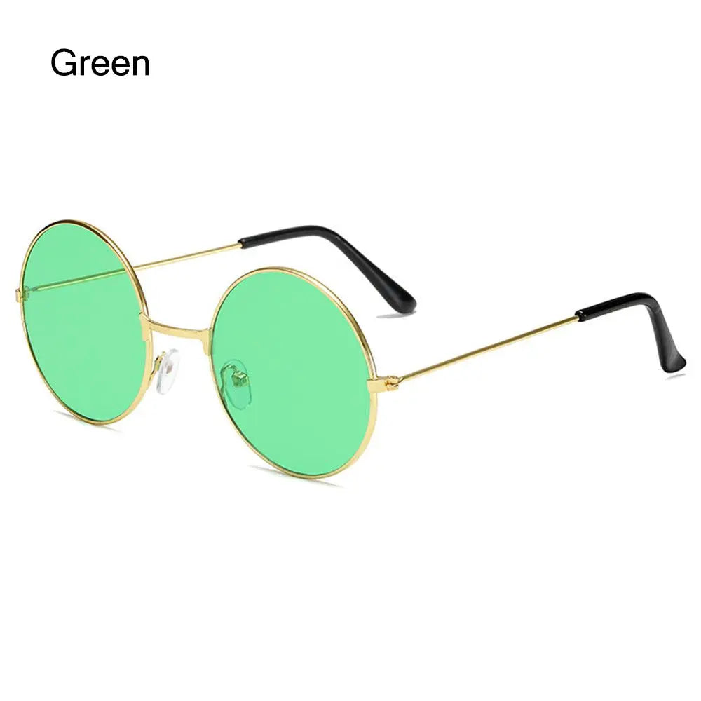 Fashion Disco Hippie Women Men Circle Glasses Round Sunglasses Metal Sunglasses Eyewear