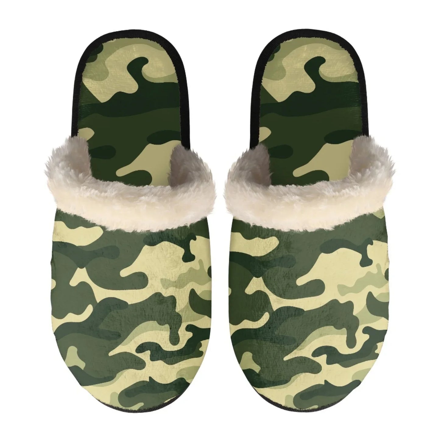 Unisex Indoor Home Pink Camouflage Plush Cotton Slippers Comfortable Keep Warm Flannel Upper EVA Soles With Anti-Slip Design