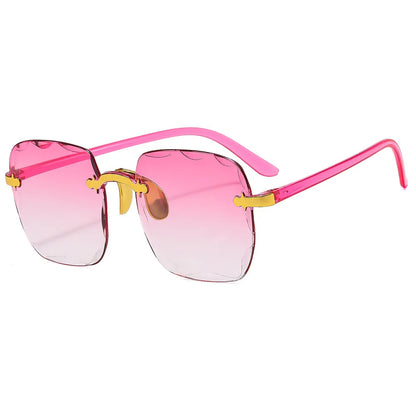 2024 New Rimless Women Sunglasses Fashion Gradient Lenses Sun Glasses Lady Vintage Alloy Legs Classic Designer Shades UV400