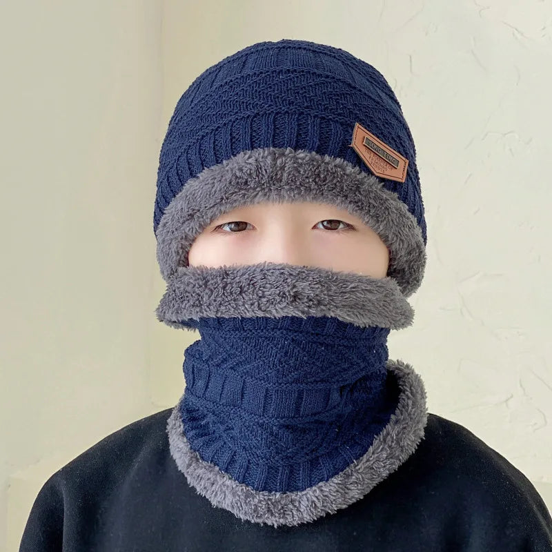 Kids Warm Knitted Hat Scarf Set Children Autumn Winter Hat Soft Knitted Cap Bonnet Infant Kids Hat For Boys Girls