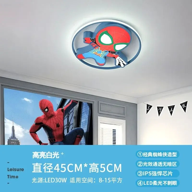 Marvel Spiderman New Multifunctional Personalized Creative Cartoon Smart Decorative Ceiling Lamp for Children's Boys' Bedroom