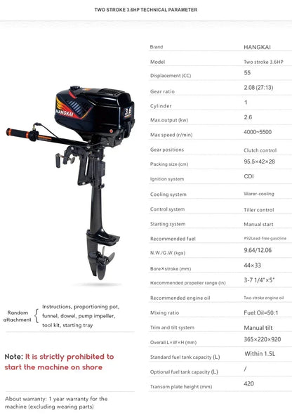 Outboard Motor 4 Stroke 2 Stroke 3.5hp 3.6hp 4hp 6hp 12hp 18hp 30hp 40hp Brushless Electric Outboard Engine for Boat