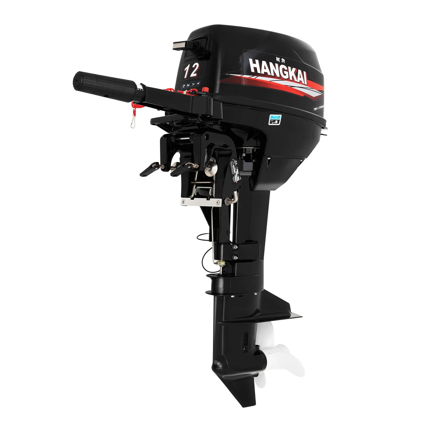 12HP 2 Stroke Outboard Motor Marine Fishing Boat Engine 169CC Water Cooling CDI System Short Shaft 8-30km/h 4500-5500RPM