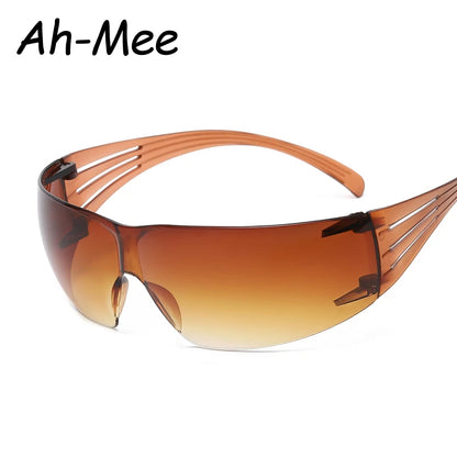 New Punk Sunglasses Goggle One Piece Rimless Sun Glasses Women Men 2000's Riding Sport Wrap Around Shades Eyewear UV400