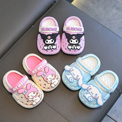 Kawaii MINISO Children Slippers Hello Kitty Cinnamoroll Cartoon Anime Cute Home Bathroom Bathing Anti-Slip Sandal Kids Toys Girl