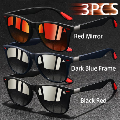 3 PCS Fashion Retro Metal Square Frame Sunglasses Men Ladies 's Luxury Brand Designer Sunglasses Anti-Glare Retro Eyewear UV400