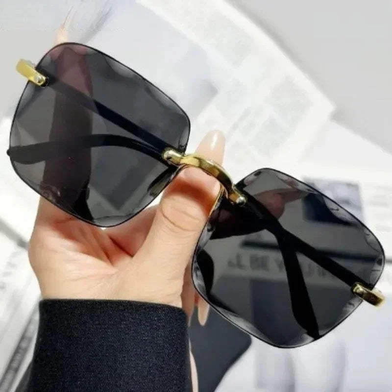 2024 New Fashion Frameless Cut Edge Sunglasses New Summer Sun Visors Square Sunglasses for Woman Lenses UV400 Women Sunglasses