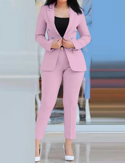 Blazer Women Set Elegant Pants and Long Sleeve Coat Autumn New 2023 Solid Fashion Versatile Casual Suits Y2k Clothes Streetwear