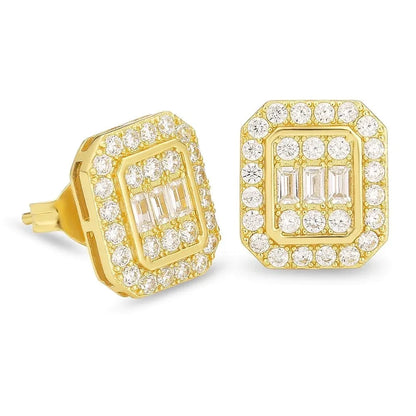 Hip Hop 8MM Square Stud Earrings For Women Men Iced Out Bling Micro Full Pave Rhinestone CZ Stone Earring Trendy Jewelry OHE127